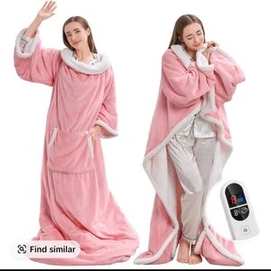 Electric Wearable Throw BlanketCozy Pink Wearable Blanket with Sleeves
